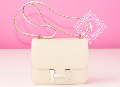 Hermes Craie White Epsom Constance MM 24/25 Handbag