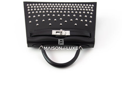 Hermes Clouté Studded Mini Kelly II 20 Black Box