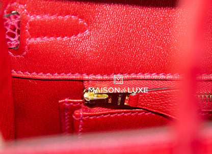 Hermes Braise Red POROSUS Crocodile Birkin 25 Handbag