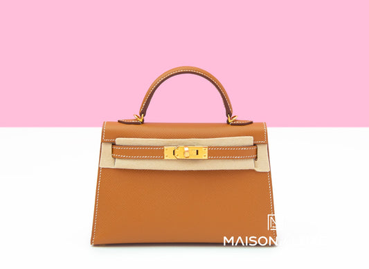 Hermes Mini Kelly II 20 Gold Epsom Gold Hardware