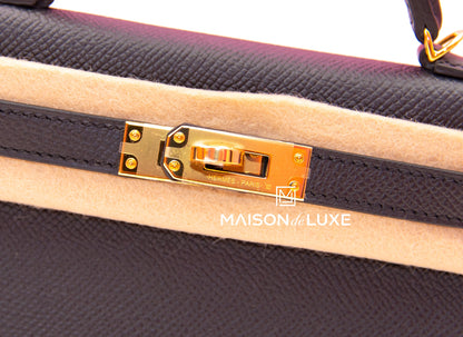 Hermes Mini Kelly II 20 Black Epsom Gold Hardware