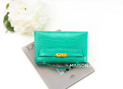 Hermes Mini Kelly Pochette Vert Jade Shiny Alligator