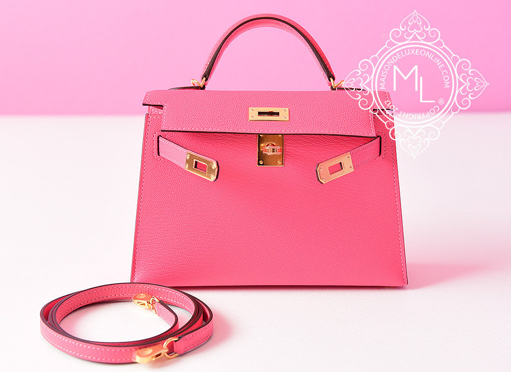 Hermes Mini Kelly II 20 Rose Lipstick Chèvre Mysore