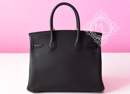 Hermes Black Noir Togo GHW Birkin 30 Handbag