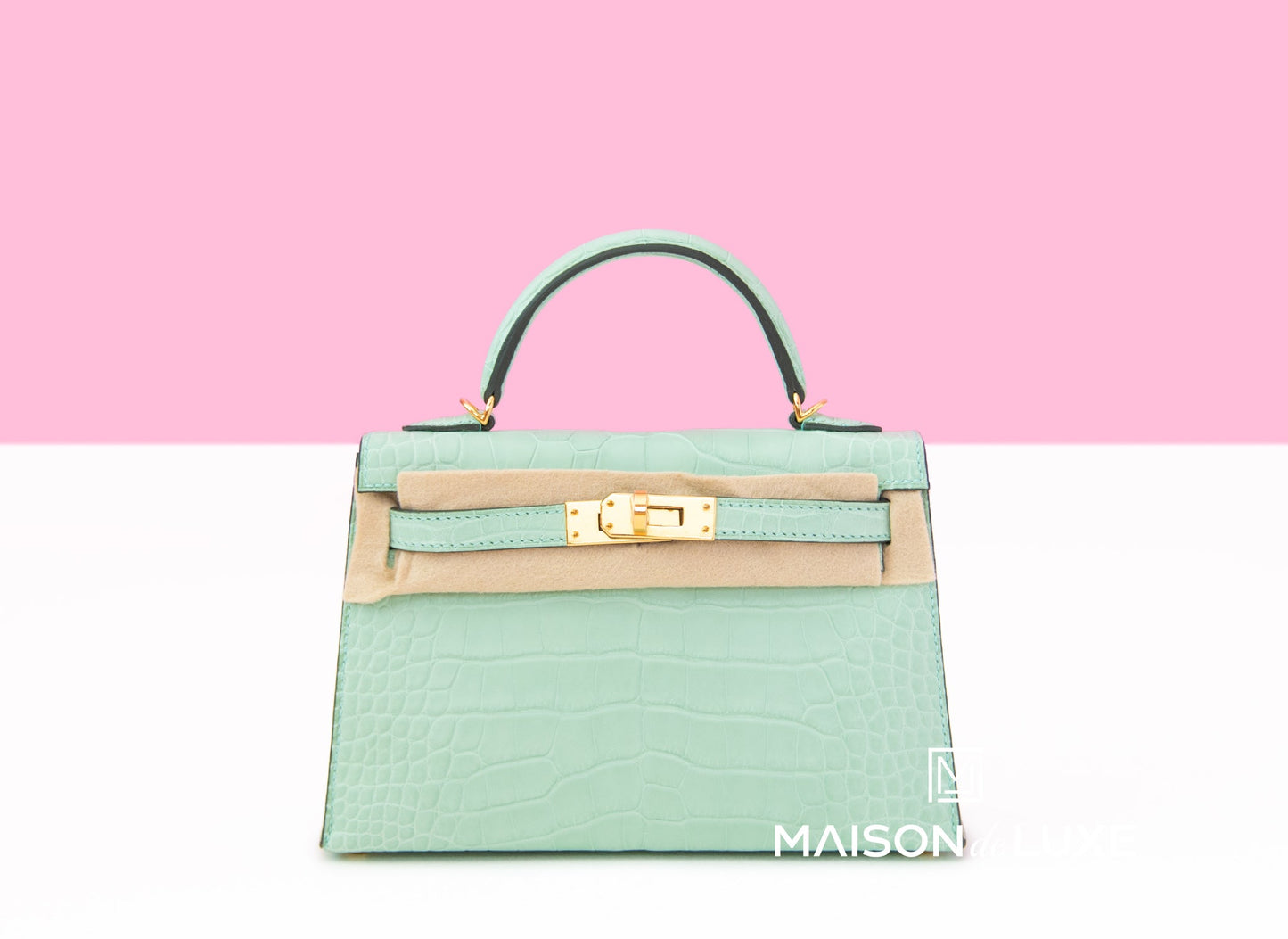 Hermes Mini Kelly II 20 Vert d'eau Matte Alligator