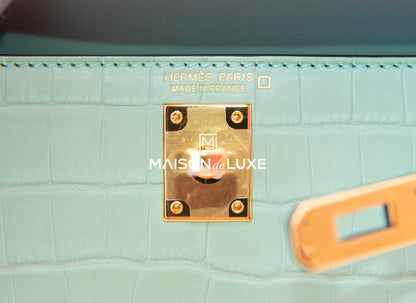 Hermes Mini Kelly II 20 Vert d'eau Matte Alligator