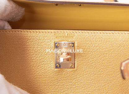 Hermes Mini Kelly II 20 Metallic Doré Chamkilight Chèvre