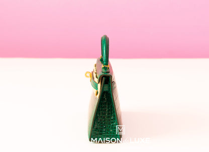 Hermes Mini Kelly II 20 Vert Emeraude Shiny Alligator