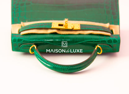 Hermes Mini Kelly II 20 Vert Emeraude Shiny Alligator