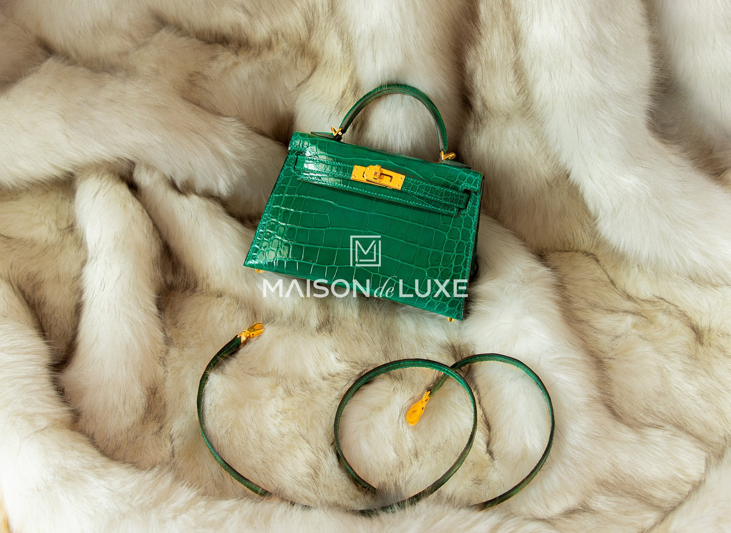 Hermes Mini Kelly II 20 Vert Emeraude Shiny Alligator