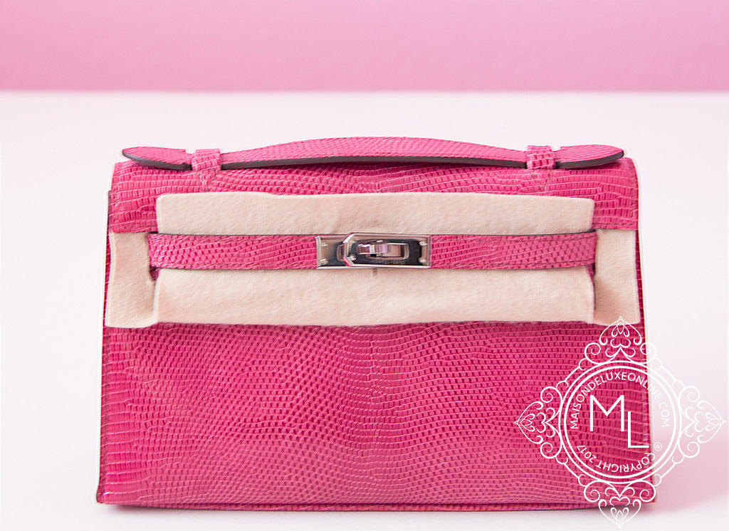 Hermes Fuchsia Lizard Mini Kelly Pochette Clutch