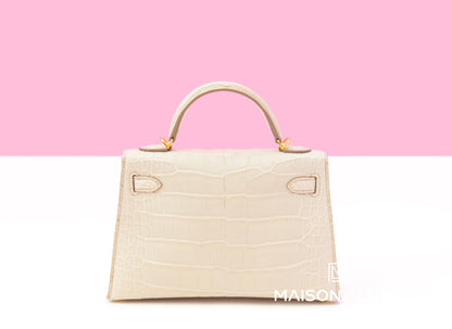 Hermes Mini Kelly II 20 Beton Matte Alligator