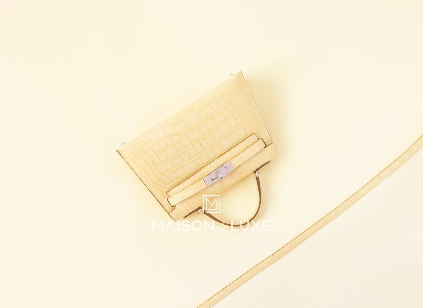 Hermes Mini Kelly II 20 Vanille Matte Alligator