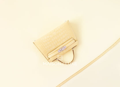 Hermes Mini Kelly II 20 Vanille Matte Alligator