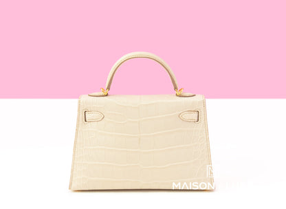 Hermes Mini Kelly II 20 Beton Matte Alligator