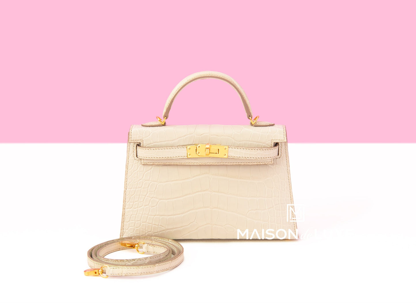 Hermes Mini Kelly II 20 Beton Matte Alligator