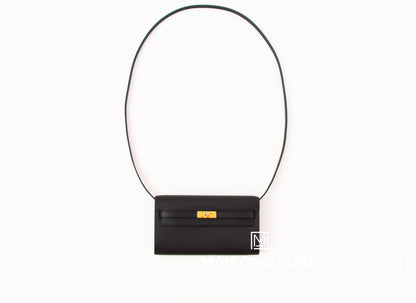 Hermes Kelly To Go Wallet Black Epsom GHW