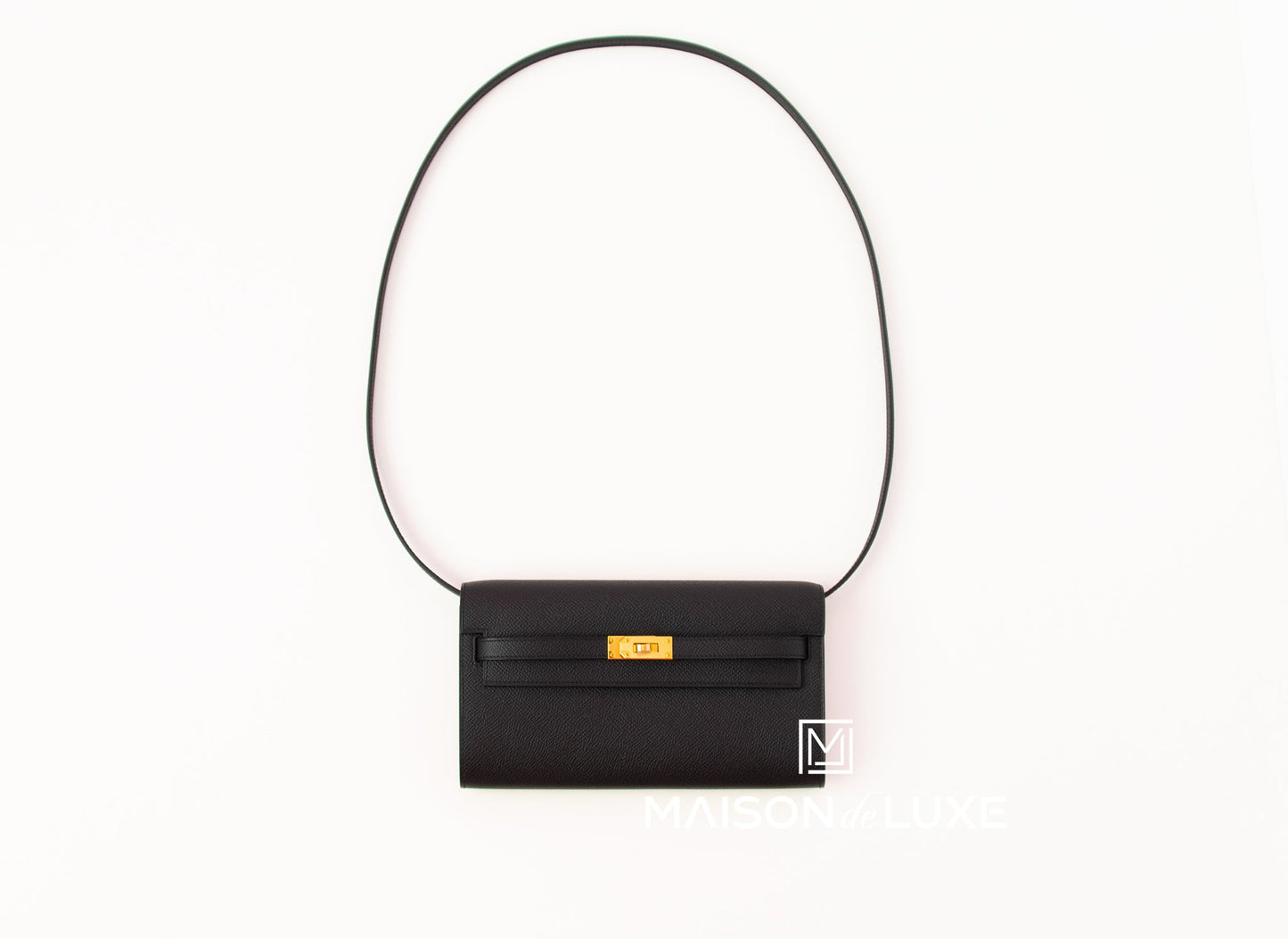 Hermes Kelly To Go Wallet Black Epsom GHW