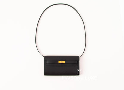 Hermes Kelly To Go Wallet Black Epsom GHW