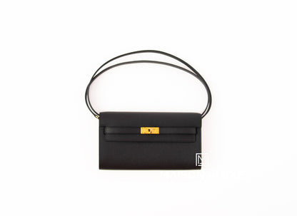 Hermes Kelly To Go Wallet Black Epsom GHW