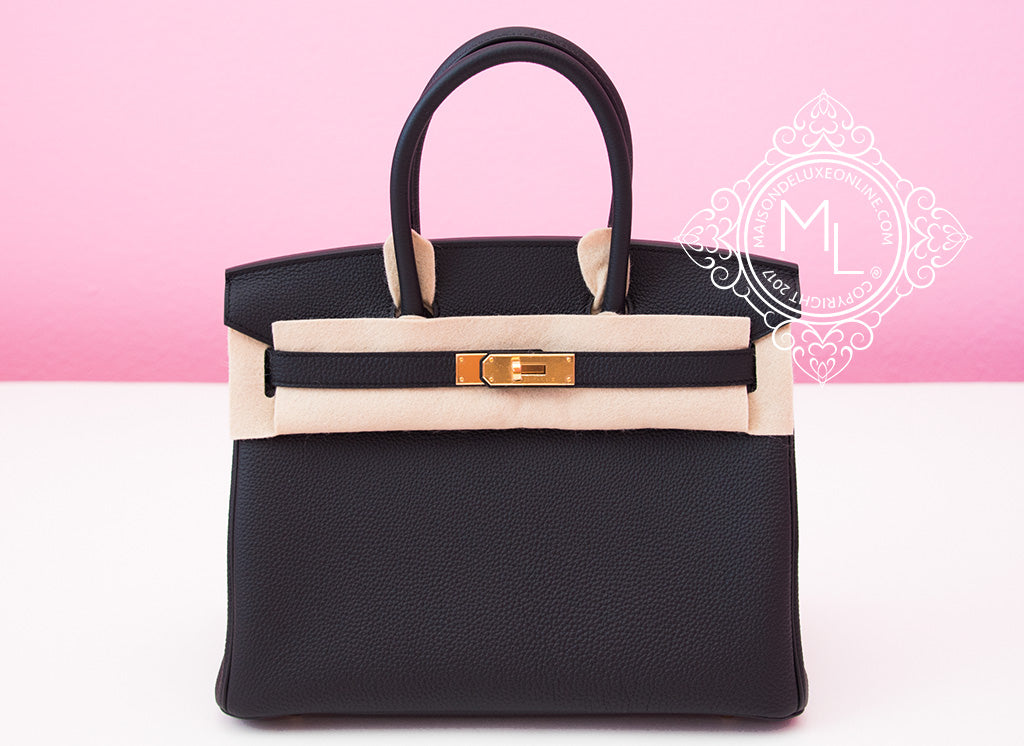 Hermes Black Noir Togo GHW Birkin 30 Handbag