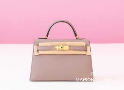 Hermes Mini Kelly II 20 Gris Asphalte Epsom Gold Hardware