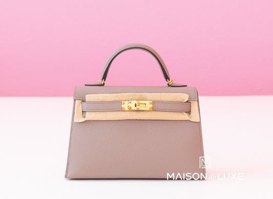 Hermes Mini Kelly II 20 Gris Asphalte Epsom Gold Hardware