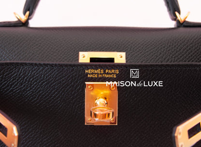 Hermes Mini Kelly II 20 Black Epsom Gold Hardware