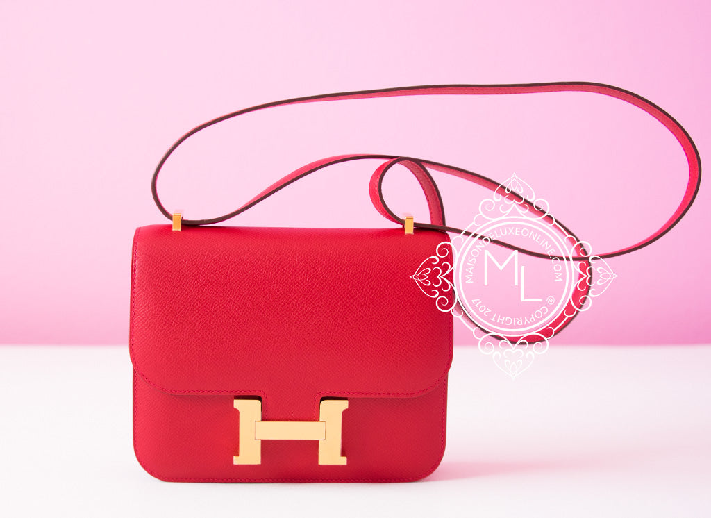 Hermes Constance Mini 18 Rouge Casaque Epsom Handbag