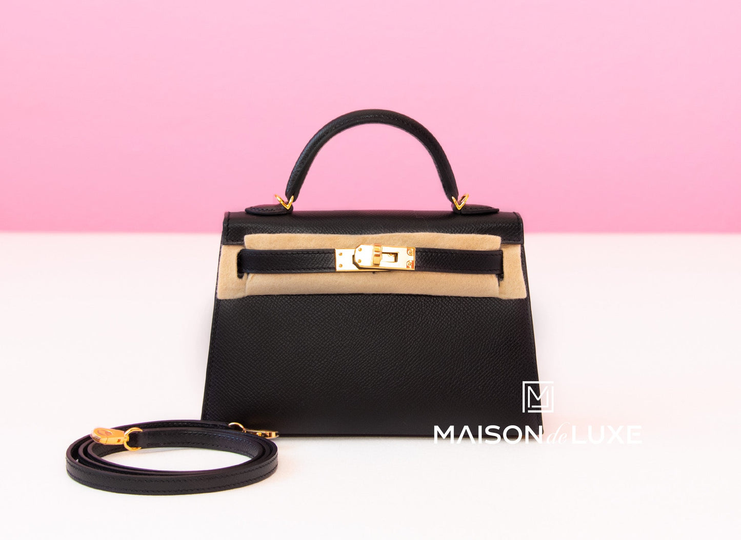 Hermes Mini Kelly II 20 Black Epsom Gold Hardware