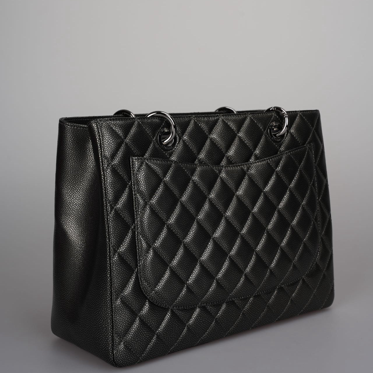 Chanel Grand Shopping Tote Black GST Bag in Caviar Leather with Black Hardware