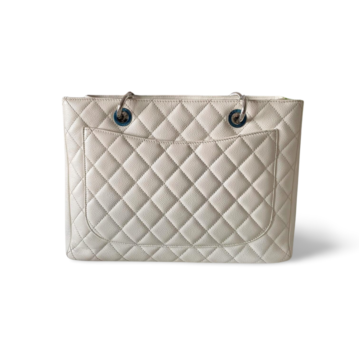 Chanel Medium White Grand Shopping Tote bag in Cavier Leather with Gold Hardware