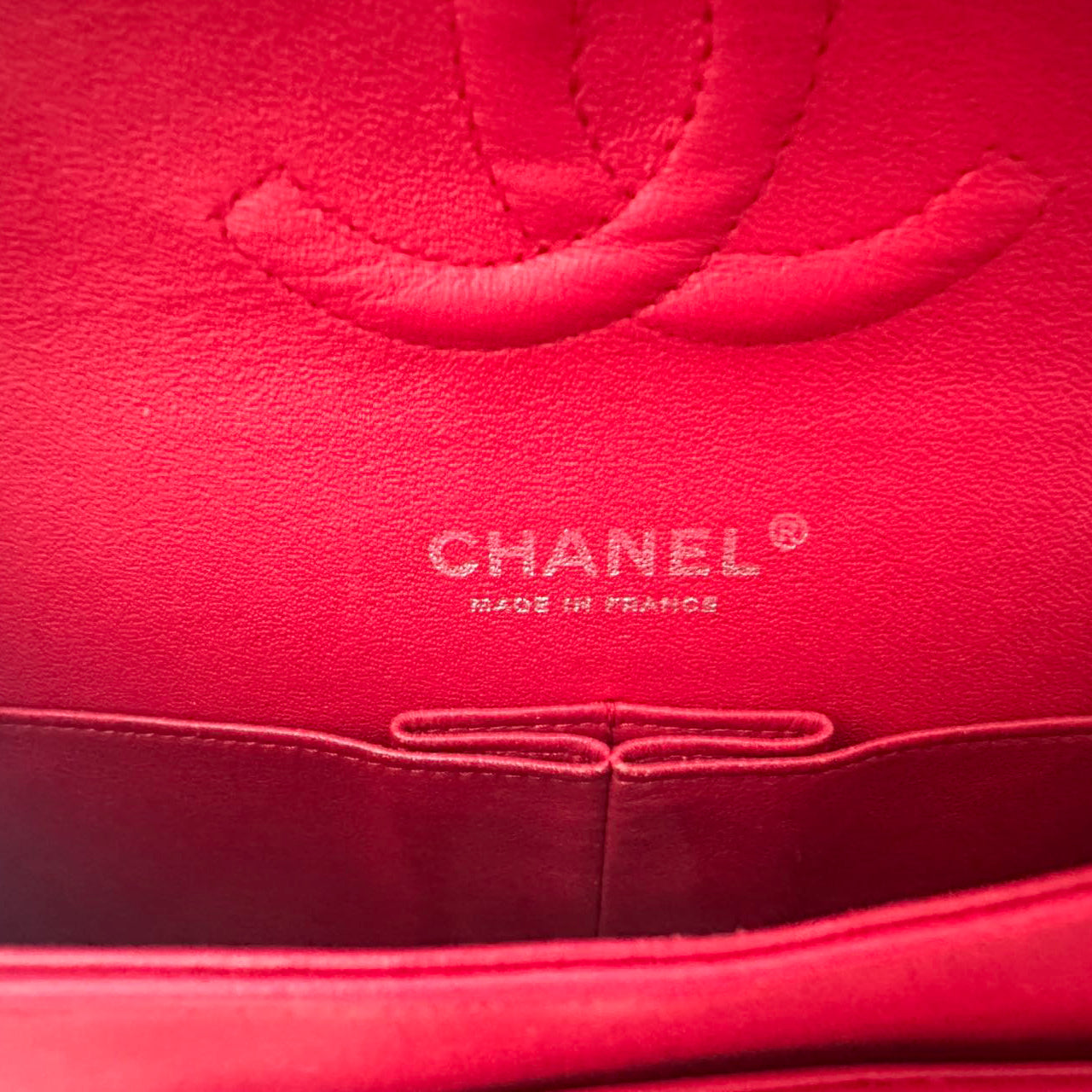 Chanel Red Medium timeless Flap Bag with Silver Hardware