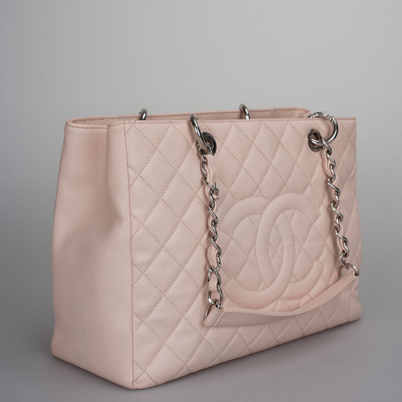 Chanel Grand Shopping Tote Light Pink GST Bag in Caviar Leather with Silver Hardware