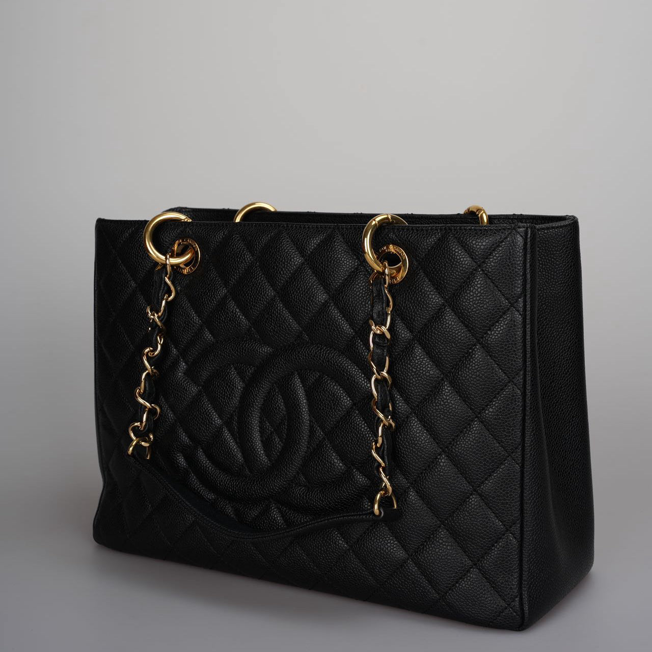 Chanel Grand Shopping Tote Black GST Bag in Caviar Leather with Gold Hardware