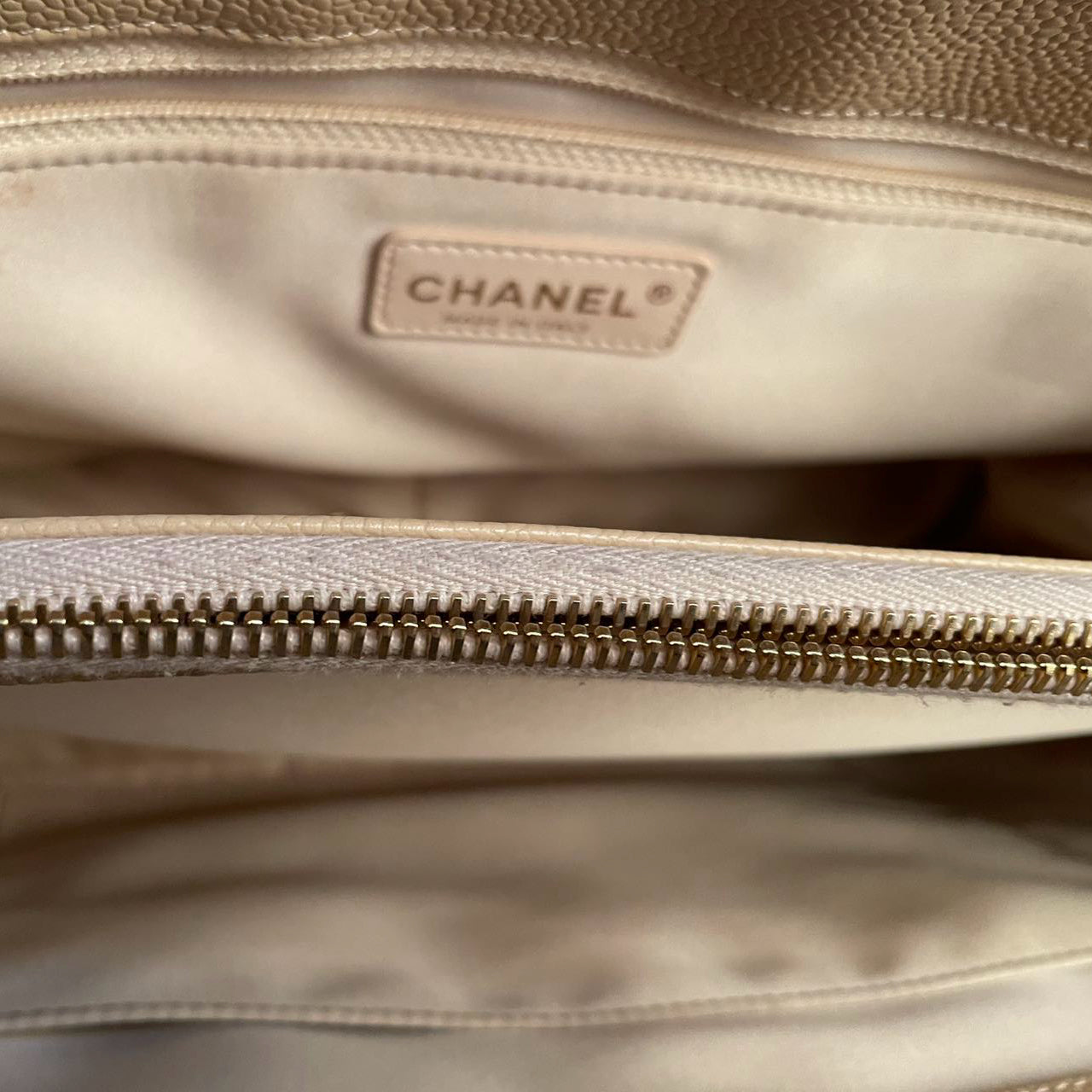 Chanel Grand Shopping Tote Beige GST Bag in Caviar Leather with Gold Hardware