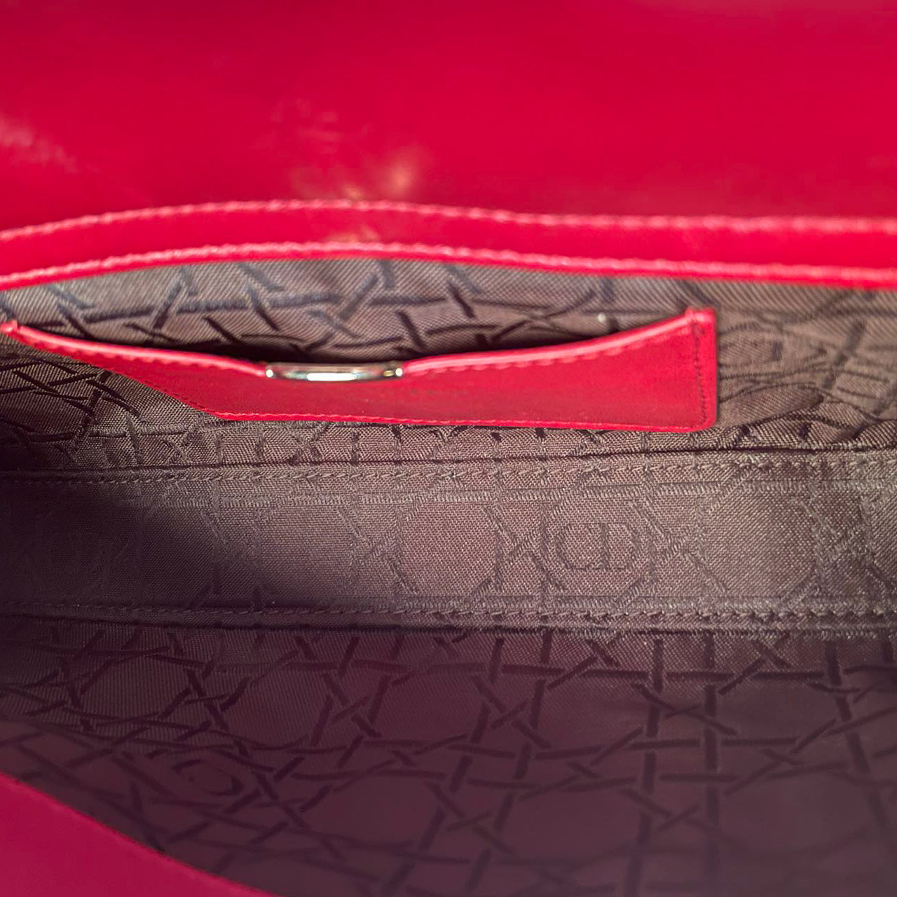 Dior Red Medium Lambskin Cannage Lady D-Joy Bag