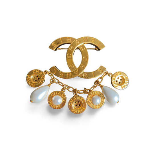 CHANEL CC AND BUTTON BROOCH