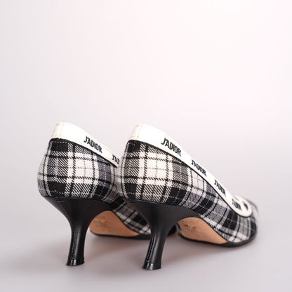 Dior Canvas Ribbon Tartan Print Embroidered J'Adior Pumps