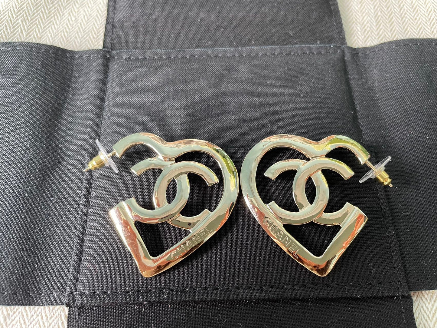 Chanel heart hoop earrings