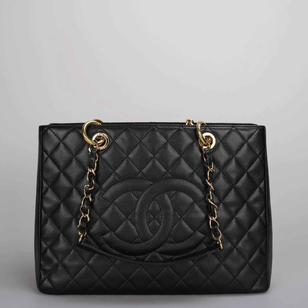 Chanel Grand Shopping Tote black gst Bag in Cavier Leather with gold Hardware