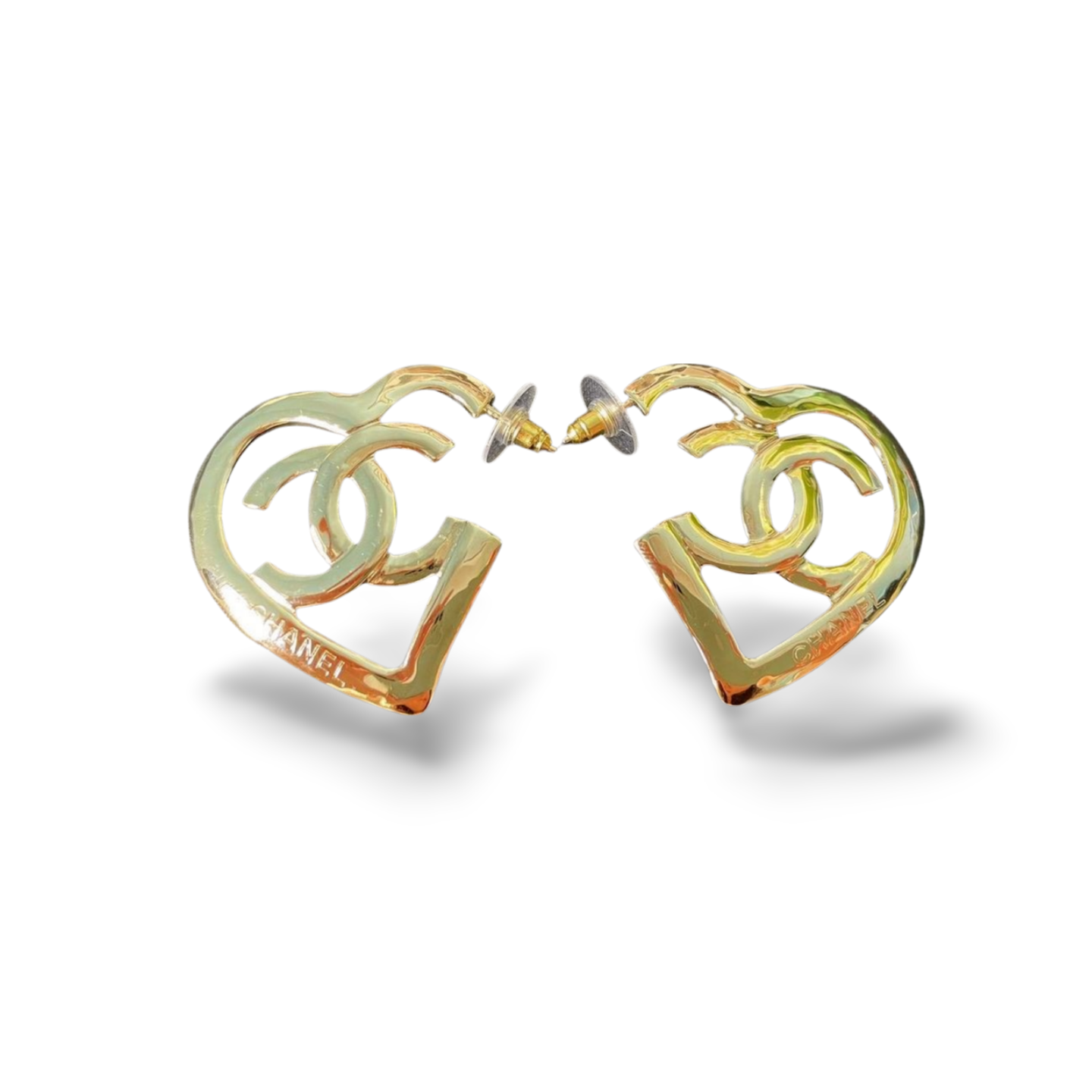 Chanel heart hoop earrings