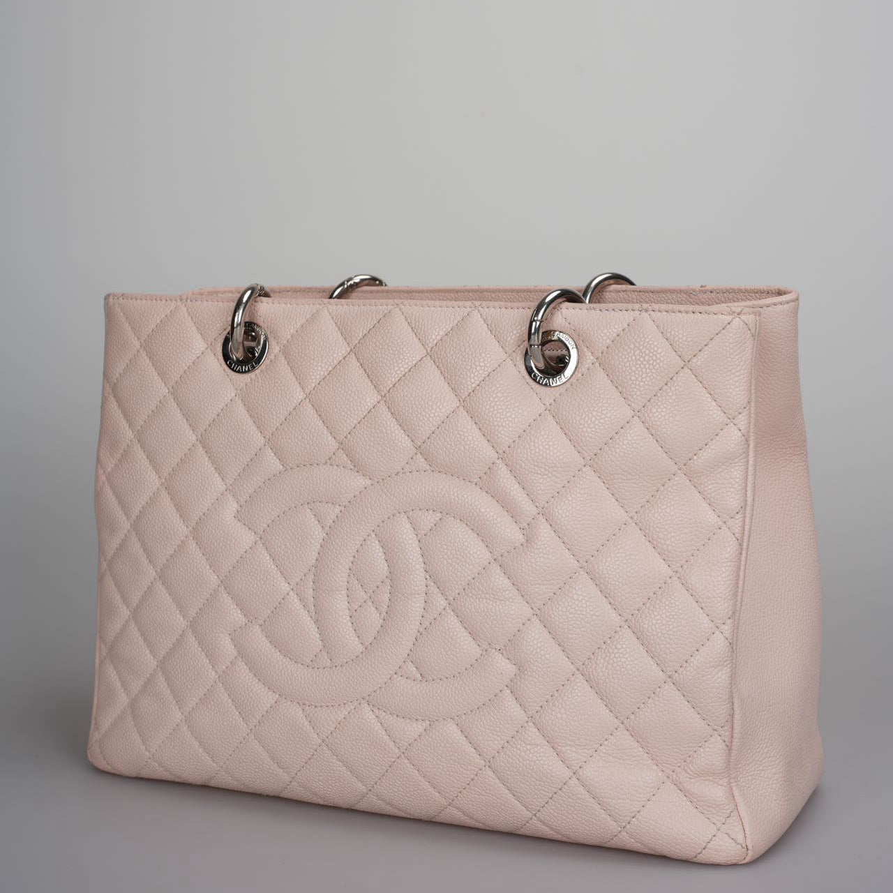 Chanel Grand Shopping Tote Light Pink GST Bag in Caviar Leather with Silver Hardware