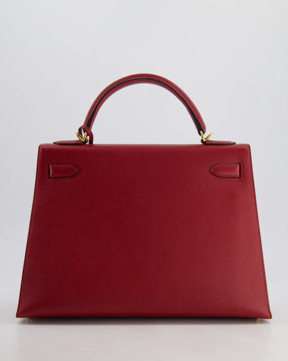 Hermes Kelly 32cm Sellier Bag in Dark Red Epsom Leather Gold Hardware