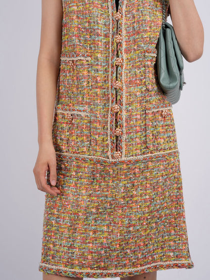 Chanel 14P Multicolour Tweed Runway Dress Size 38