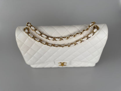 Chanel timeless flap Bag Caviar Leather Maxi size in white