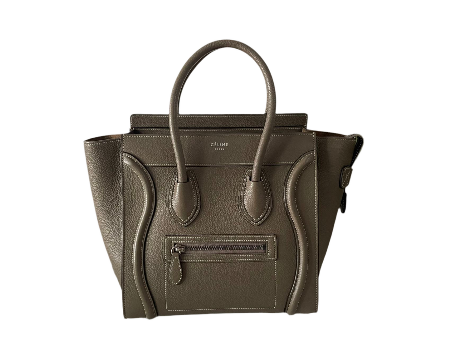 CELINE Micro 
Luggage leather handbag in Grey