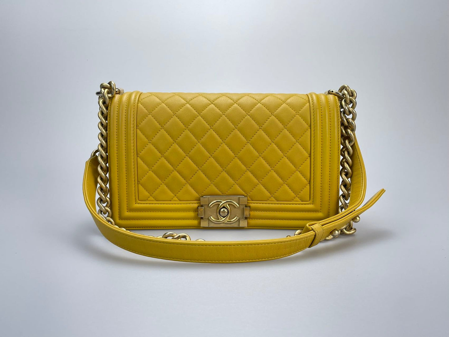 Chanel Leboy Medium in Lemon Yellow Bag with Gold Hardware