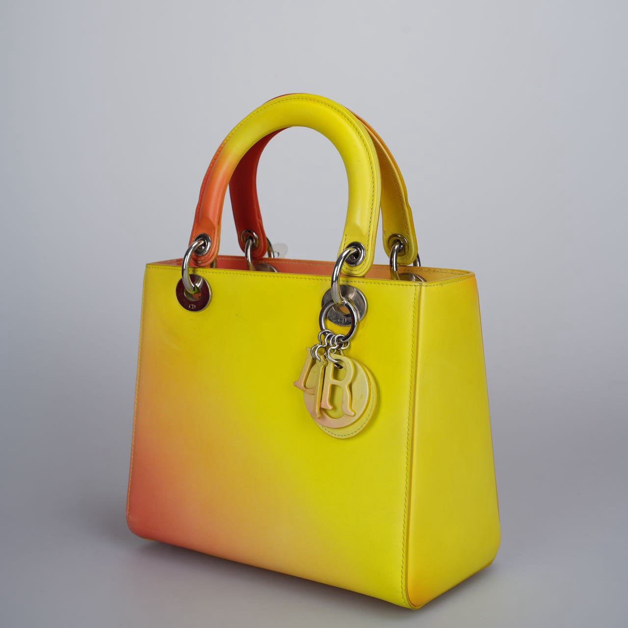 Christian Dior  Box Calf Gradient Medium Diorissimo in Yellow and Orange