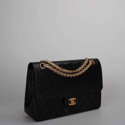 Chanel Vintage Black Lambskin Timeless Flap Bag Gold Hardware